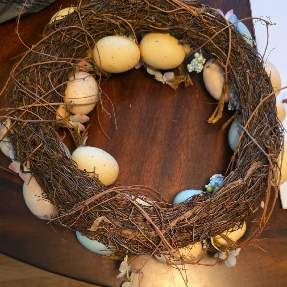 Easter Egg Wreath with Pastel Accents, **Blemish